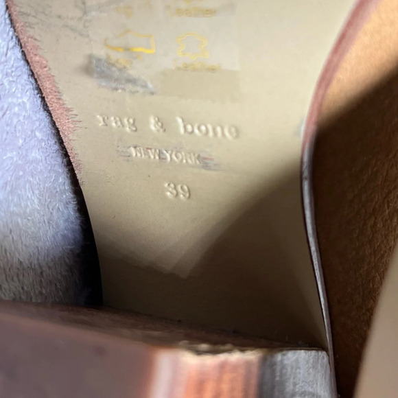 Rag & Bone Harrow Boot Tan Nubuck Booties Suede Leather Block Heel Size 39 - Picture 11 of 12